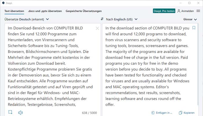 DeepL Deutsch Englisch